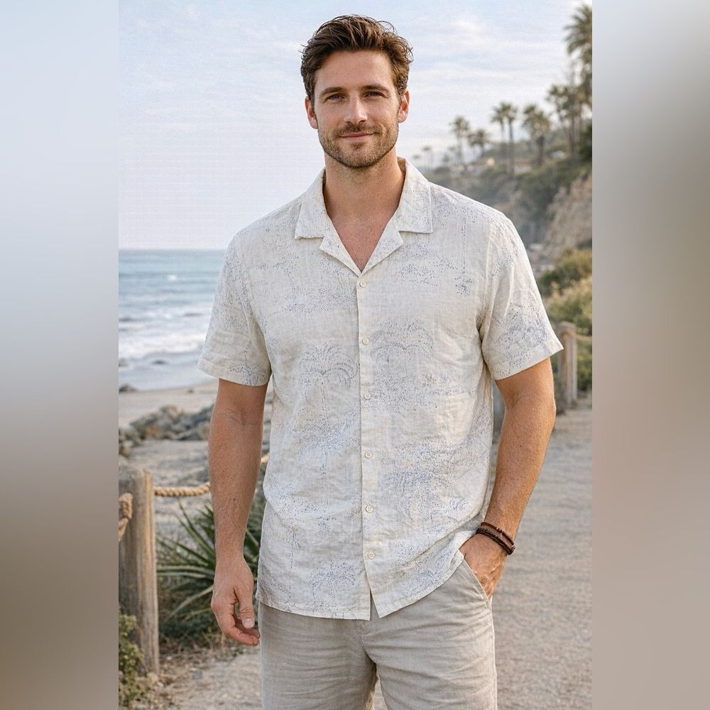 Burnside Button Down Shirt NEW XL Men’s Linen Viscose Palms